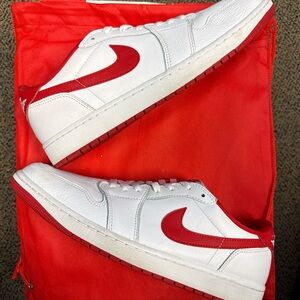Jordan 1 Retro Low OG University Red Low-Top Sneakers with Red Swoosh